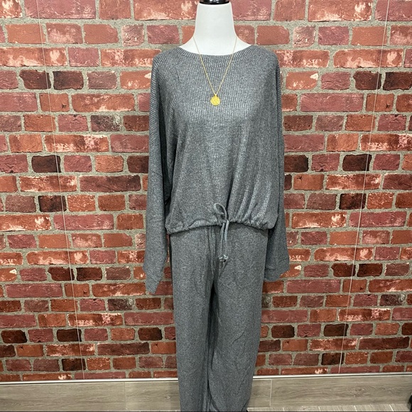 Ribbed Dolman Sleeve Loungewear Set Charcoal - Picture 12 of 13